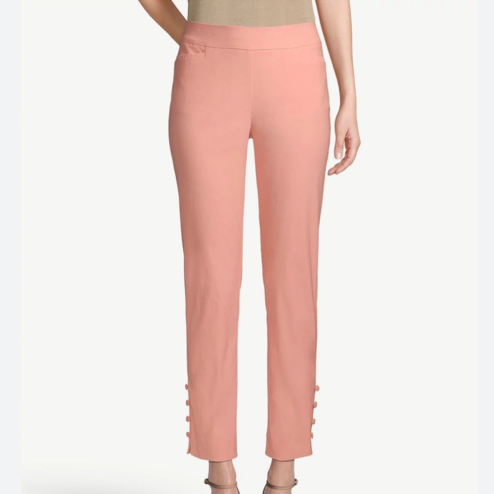 Chico’s So Slimming Brigitte Button-Hem Ankle Pants Peach Pink Size 00R (2R)